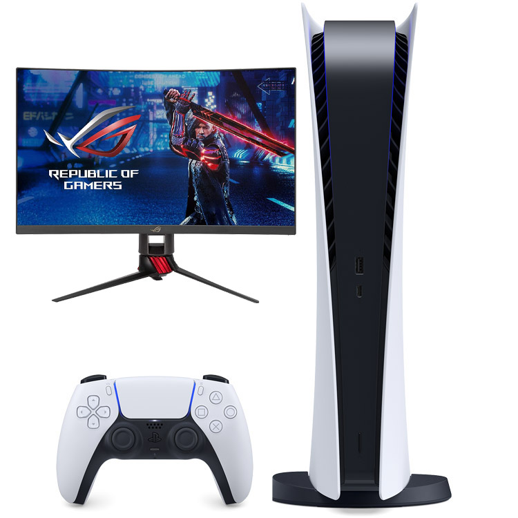 خرید پلی استیشن ۵ دیجیتال + مانیتور ROG Strix XG27WQ