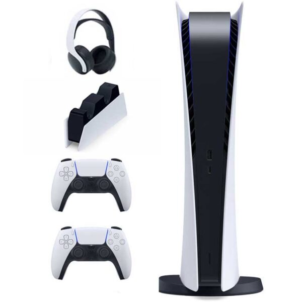 خرید پلی استیشن 5 دیجیتال + یک کنترلر اضافه + هدست Pulse 3D + پایه شارژ دوال سنس