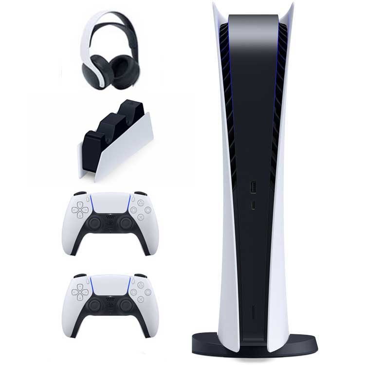خرید پلی استیشن ۵ دیجیتال + یک کنترلر اضافه + هدست Pulse 3D + پایه شارژ دوال سنس