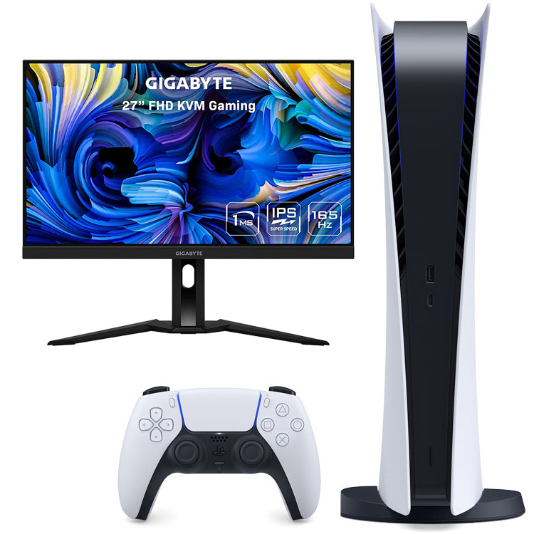 خرید پلی استیشن ۵ دیجیتال + مانیتور Gigabyte M27F A