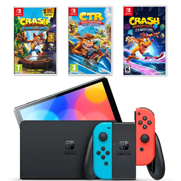 خرید نینتندو سوییچ اولد – جوی کان قرمز/آبی + باندل بازی‌های Crash Bandicoot